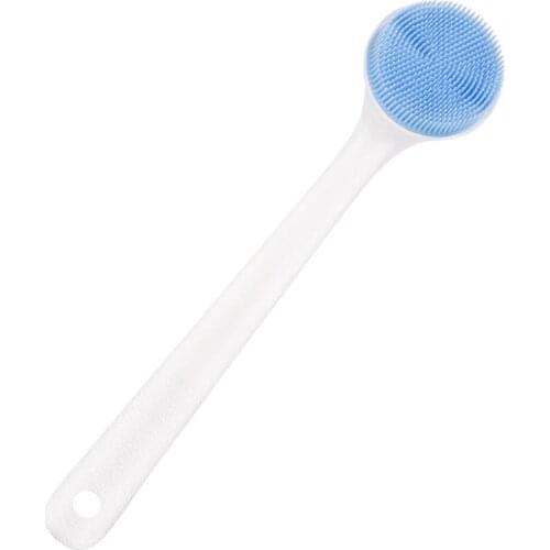 Portable Silicone Long-handled Bath Brush Shampoo Shower Brush Back Massage Brush Body Scrubber Bathing Cleaning Tool