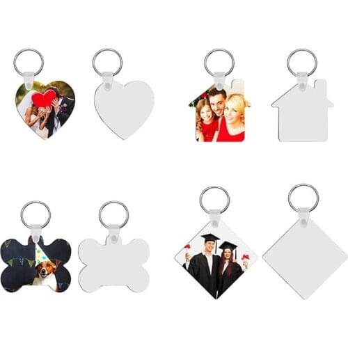 R58E 36Pcs Wood Hardboard Keychain Blank MDF Double-Side Printed Keychains Sublimation Heat Transfer Keychains Jewelry Making