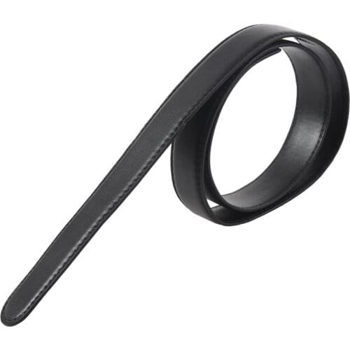 Luxury Mens Leather Automatic Ribbon Waist Strap Belt Without Buckle Black Artificial Leather