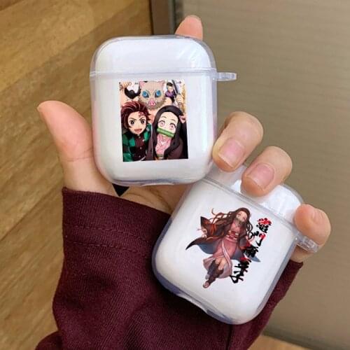 Cute Japanese Anime Demon Slayer Hashibira Inosuke Earphone Cases for Airpods 1 2 Wireless Bluetooth Headphone Cover Accessories