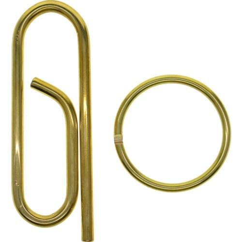 Handmade Unique creative Fine biker Large Solid brass wire Oval paper clip U hook Carabiner Key ring Clasp Tool Keychain DIY