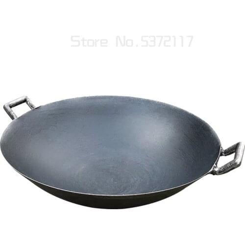 Picnic Camping Wok 27- 40cm Original Iron Cooking Utensil Steel Wok Deep frypan Cokware Kitchen Pot