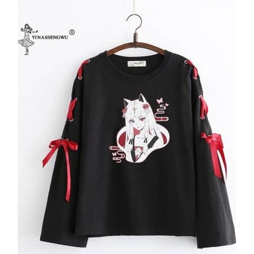 Japanese Kimono Summer Womens Clothing Lolita Girls' T-shirt Harajuku Spring Black Top Skirt Hoodies Kimono Three Quarter