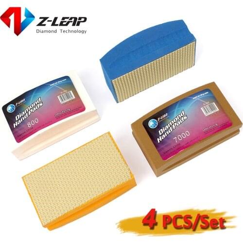 Z-LEAP 4pcs/Set Diamond Resin Hand Polishing Pads For Glass Stone Professional Diamond Technology Polishing Abrasive Tool