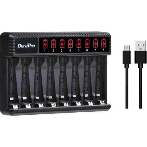 LCD Display 8 Slots Charger for AA AAA Ni-MH Ni-Cd rechargeable batteries Remote control Speaker Machine