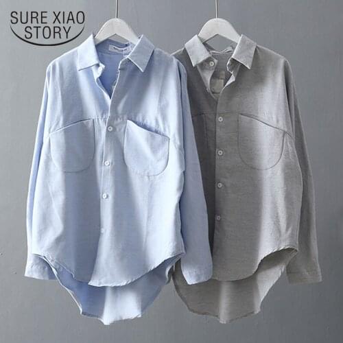 2021 Womens Tops and Shirt Long Sleeve Plus Size Blouse Loose Vintage Cardigan Women Blouse Tops Chemisier Femme 6658 50