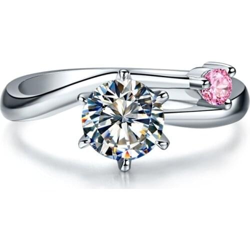 True Love Forever 1.1Ct Diamond Ring 925 Sterling Silver Engagement Bridal Jewelry for Women White Gold Color