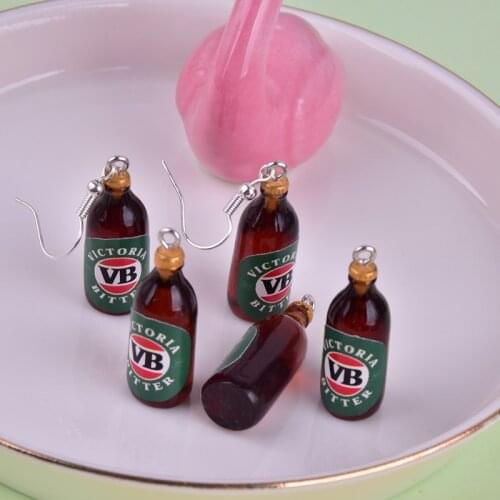 10pcs 3D VB Beer Bottle Resin Earring Charms Beer Earring 10*32mm