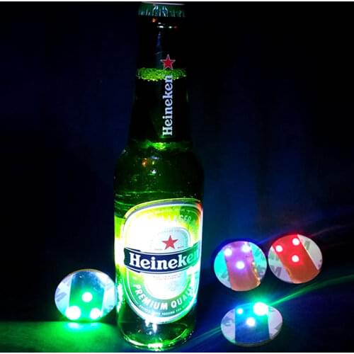 200pcs Wholesale Price 4.5CM LED Bottle Light Sticker Coaster for bars night clubs cafe restaurants