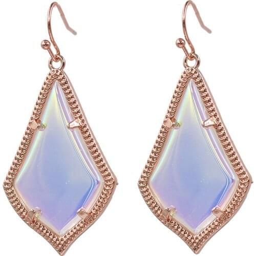 4 Tone Option Multi Color AB ColorStone Freshness Drop Earrings Small Water Drop Cats Eye Stone Inlay Cooper Danlge Earrings