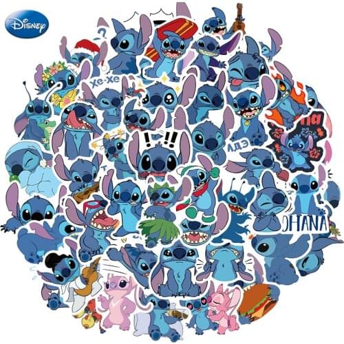 50pcs / set Disney Stitch stickers For Luggage Skateboard Phone Laptop Moto Bicycle Wall Guitar Sticker for childs Xmax gift