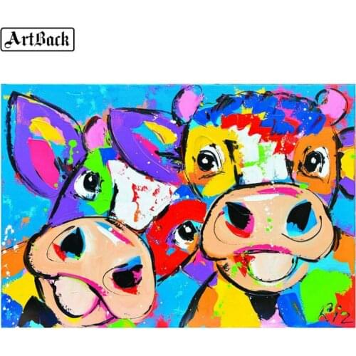 5d diy diamond painting watercolor cow cartoon full square round drill diamond embroidery handicraft home decoration