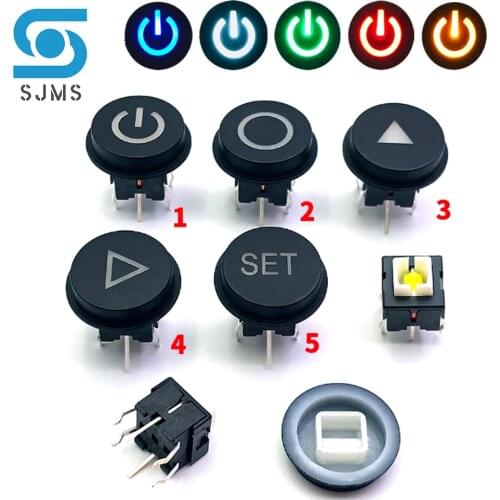 8*8*10.5mm DIP-6P 8x8 With Light LED Tactile Micro Push Button Momentary Switch + C23 Can transmit light Round button Switch Cap