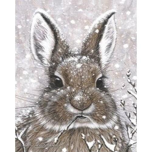 Full Diamond Painting DIY 5D Snow Rabbit Cross Stitch Diamond Embroidery rhinestones Diamond Mosaic Room Decoration