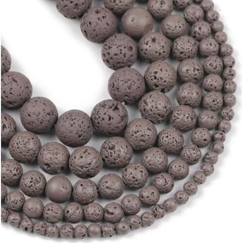 Rubber Dark Brown Lava Stone Beads Round Natural Volcanic Rock Spacer Loose Beads For Jewelry Making DIY Bracelet 4/6/8/10/12MM