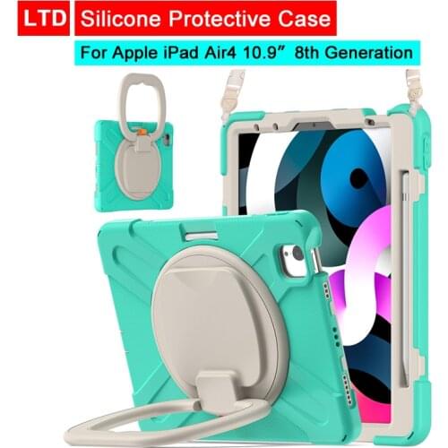 Case For iPad Air 4 3 2 10.9 8th 2020 7th 8th 10.2 Pro 10.5 2018 2017 9.7 Mini 4 5 Pencil Holder Hand Strap Rotation Tablet Case