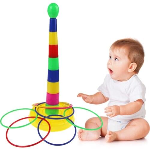 Baby Kids Toys Plastic Circle Sets Educational Toys For Children Puzzle Game Kids Ring Toss Game Colorful Toy Puzzles Colorful