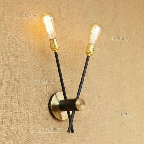 Wrought iron double headed Industrial wind retro wall lights Loft creative bedroom bar cafe adjustable lighting wall lamp GY267