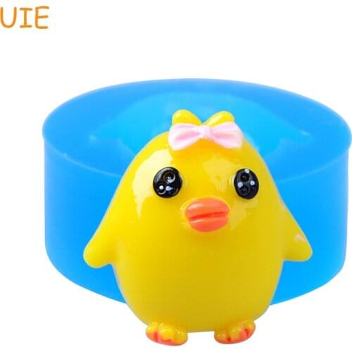 DYL483U 28.5mm Baby Chick with Bow Silicone Mold - Fondant, Sugarcraft, Baking Tools, Candy, Resin, Jewelry, DIY Handmade, Clay