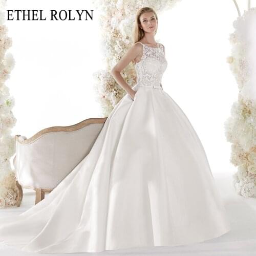 ETHEL ROLYN Soft Satin Vintage Wedding Dress 2021 Appliques Simple Lace Up Bride Dresses A-Line Wedding Gowns Vestido De Noiva