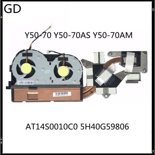 GD Original For Lenovo Y50-70 Y50-70AS Y50-70AM CPU Fan Radiator Heatsink AT14S0010C0 5H40G59806 Full Tested
