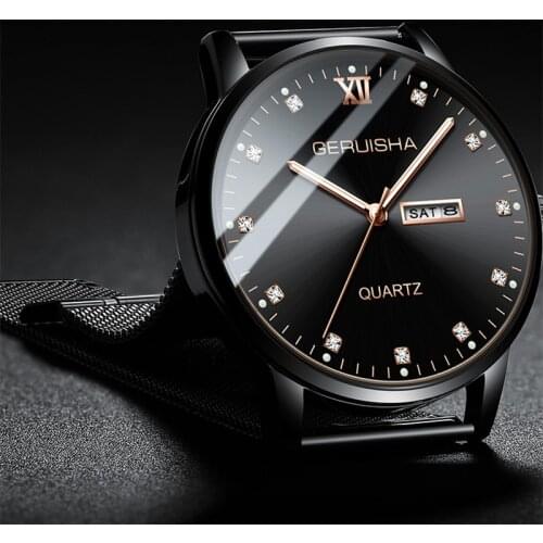 GERUISHA Mens Watches Top Brand Luxury Casual Watch Clock Quarts Watches Waterproof Business Watch wristwatch Relogio Masculino