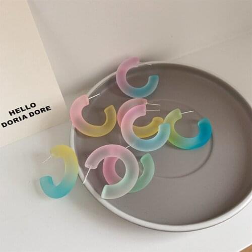 Gradient Jelly Color Earrings Female Simple C-shaped Earrings