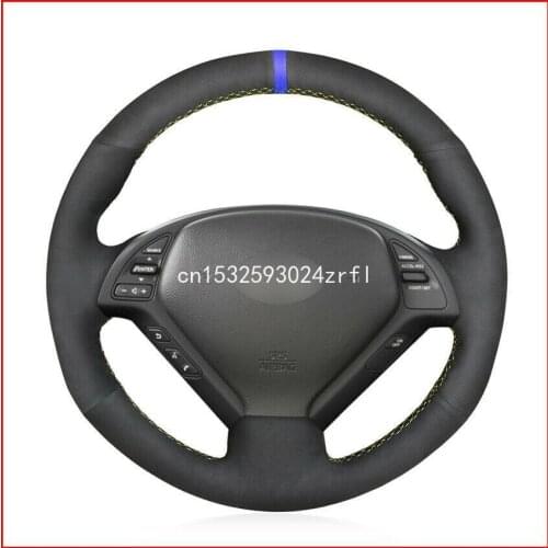 Customized Anti Slip Black Suede DIY Steering Wheel Cover for Infiniti G G25 G35 G37 EX