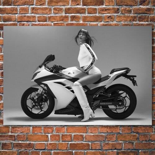 Kawasaki Ninja Model girl Sport Motorcycles Monochrome Wall Art Posters Canvas Prints silk paintings For Living Room Decor