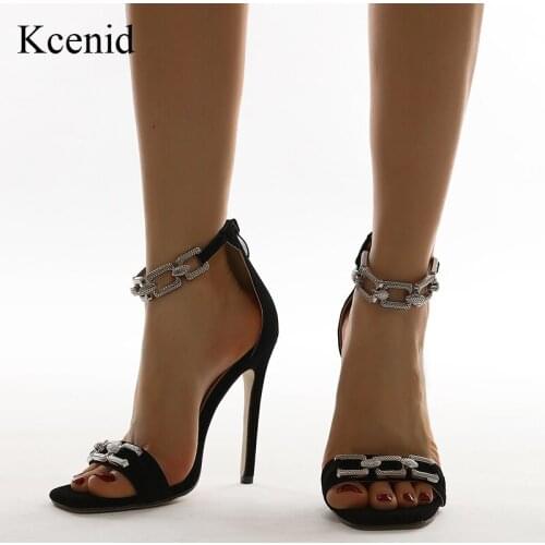 Kcenid Women Sandals Sexy Party High Heels Shoes 2021 Womens Fashion Chain Pumps Ladies Footwear Summer Female Shoes Zipper