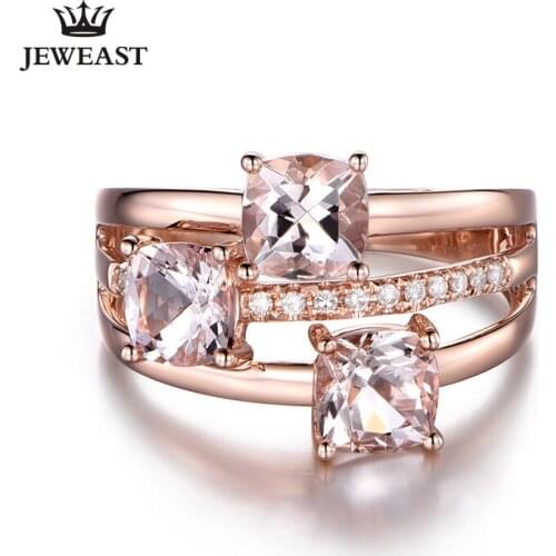 ML Natural Morgan Stone 18K Pure Gold 2020 New Hot Selling Top Ring Women Heart Shape Ring For Ladies Woman Genuine Jewelry