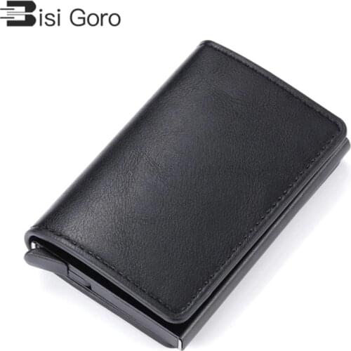 BISI GORO Men and Women Smart Wallet Mini Wallet Security RFID Holder Pop-Up Clutch Card Case Aluminum Box Credit Card Holder