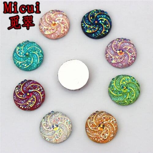 Micui 100PCS 12mm Round Crystals Flatback Resin Rhinestones Strass Crystal Stone DIY Wedding Decoration Crafts Accessories ZZ679