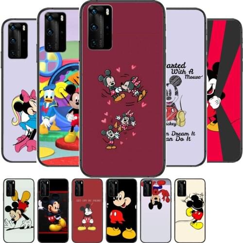 Cute Mouse Mickey Phone Case For Huawei P40 p30 P20 10 9 8 Lite E Pro Plus Black Etui Coque Painting Hoesjes comic fas