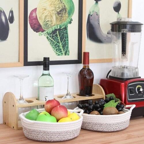 MLGB 2PCS Cotton Rope Baskets Small Woven Storage Basket Fabric Tray Bowl Round Open Dish for Fruits Jewelry Keys Sewing Kits