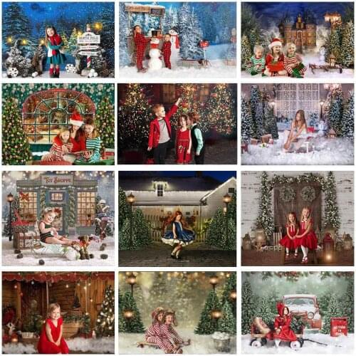 Mocsicka Christmas Snow Photography Backdrops Winter Forest Xmas Trees Snowflake Background Newborn Birthday Portrait Photoshoot