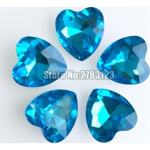 Model complete! AAA Glass Crystal Lake blue heart shape pointback loose rhinestones No holes, diy/Clothing accessories SWHP211