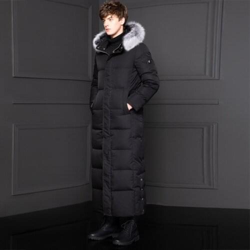2019 New Goose Down Jacket Men Long Winter Coat Men Fox Fur Collar Thick Warm Plus Size Mens Jackets Overcoat 0007