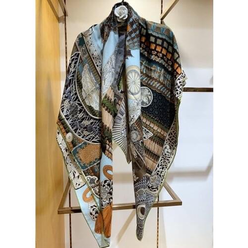 2021 NEW Women Cashmere Blanket Scarf Cape Large Square Silk Wraps Shawl Foulard for Autumn Winter Keep Warm 135*135cm