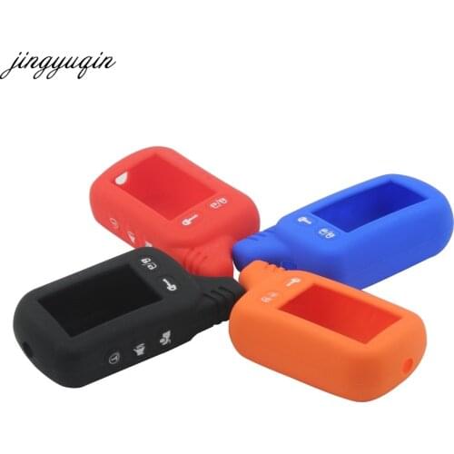 Jingyuqin Remote TZ9030 Silicone Case KeyChain For Russian 2-way Alarm System Alarm Key Fob For Tomahawk TZ9030 Keyring