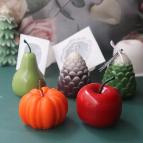Christmas Pine Cone Pumpkin Apple Silicone Candle Mold DIY Homemade Scented Silicone Mold Candle Molds for Candle Making