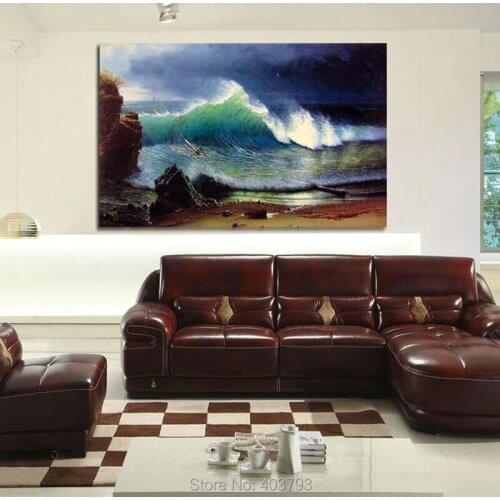 Handpainted Oil painting seascape The Shore of the Turquoise Sea & waves 24"x36" home decoration