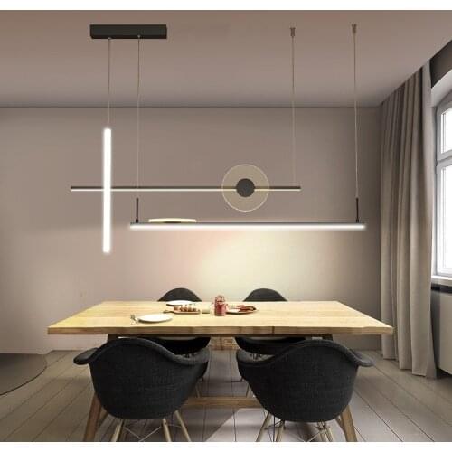 Modern LED Chandeliers For Dining Room 2021 Home Long Table kitchen Light Bar Office Smart Lamp Fixtures With Remote Control