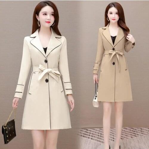 2021 Spring Autumn Women Trench Coat Fashion Hooded With Belt Slim Female Windbreaker Casual Long Sleeve Plus Size Lining Tops