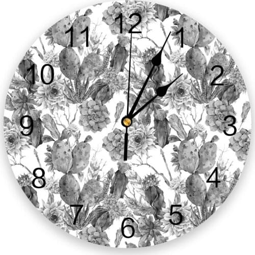 Vintage Cactus Flower Tropical Plant 3D Wall Clock Modern Design Living Room Decoration Kitchen Clock Art Wall Watch Home Decor