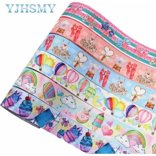 YJHSMY L-20410-285,25mm 10yards geometric cartoon Printed grosgrain Ribbons,bow cap,Clothing,Party DIY Decorations