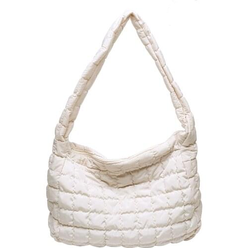 Womens Designer Big Capacity Underarm Pack Large Female Purses 2021 New Winter Soft Down Fabric Shoulder Bag Branded Quality