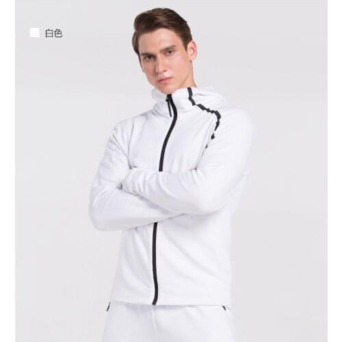 JS212J-Sports coat mens and womens long sleeve Hooded Sweater zipper cardigan white autumn winter customized running suit