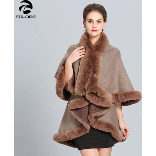 Fashion Blends Fox Fur Cloak Women Soft Faux Fur Poncho Overcoat 2020 Winter New Cape Shawl Long pure color Cloak Coat
