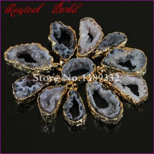 1Pc Edge Druzy Pendant Nature Drusy Slice Pendant Gems Druzy Geode Quartz Pendant Jewelry